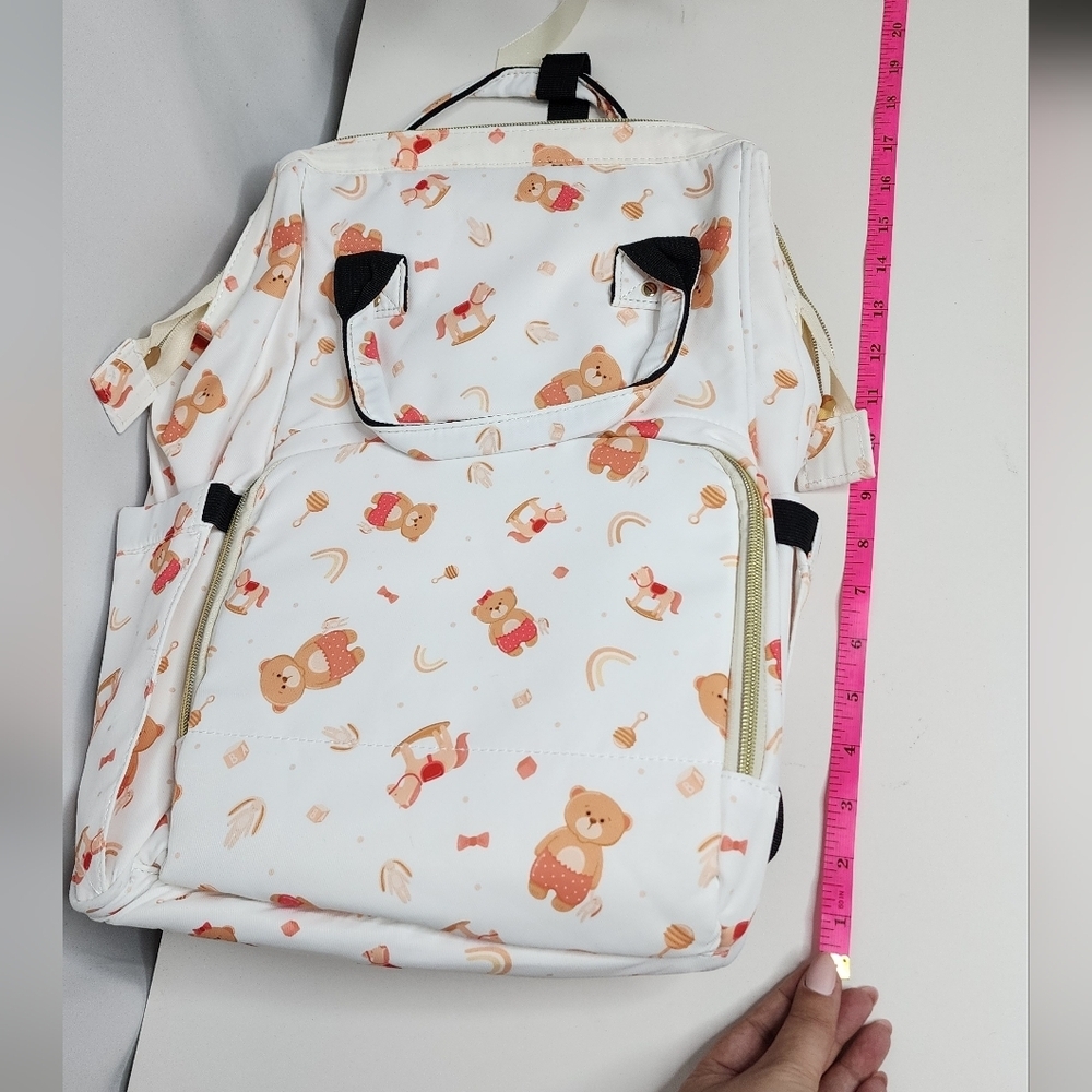 ‼️NEW IN‼️White Teddy Bear Print Diaper Backpack Fast Shipping 📦 - Picture 8 of 9